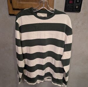 J. Crew green & white striped long sleeve. medium. 100% cotton.